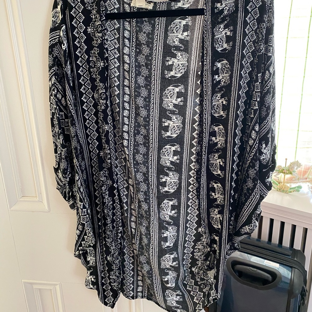 LA hearts black and white tribal print coverup